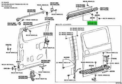 Genuine Toyota Hiace GDH201V Slide Door Center Rail Pair 68303-26080 68304-261101