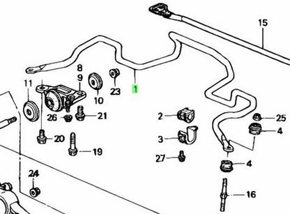 OEM Honda Civic EG Del Sol Front Stabilizer Bar 22mm 51300-SR3-N02 Genuine1
