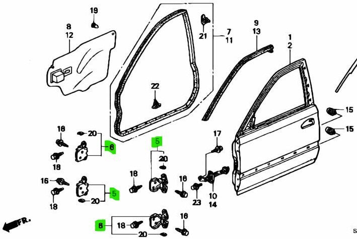 HONDA CIVIC EG4 EG6 SIR Right & Left Side Door Hinge Set 67450/67410-SM4-K01ZZ