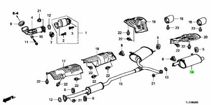 OEM SILENCER COMP., L. EX. Genuine Honda Accord 18305-TL2-A02