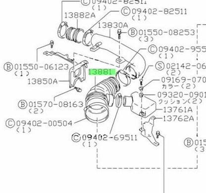 13881-58B00-000 Suzuki Hose,air cleaner outlet 1388158B00000, New Genuine OEM Pa1