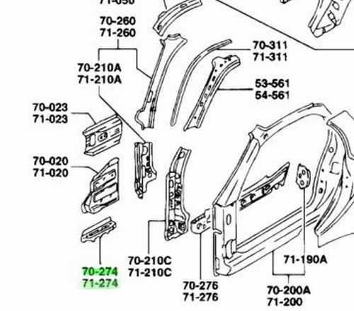 OEM MAZDA OUTER SIDE SILL GUSSET RH/LH SET RX-7 FD3S FD01-70-274A FD01-71-274A1