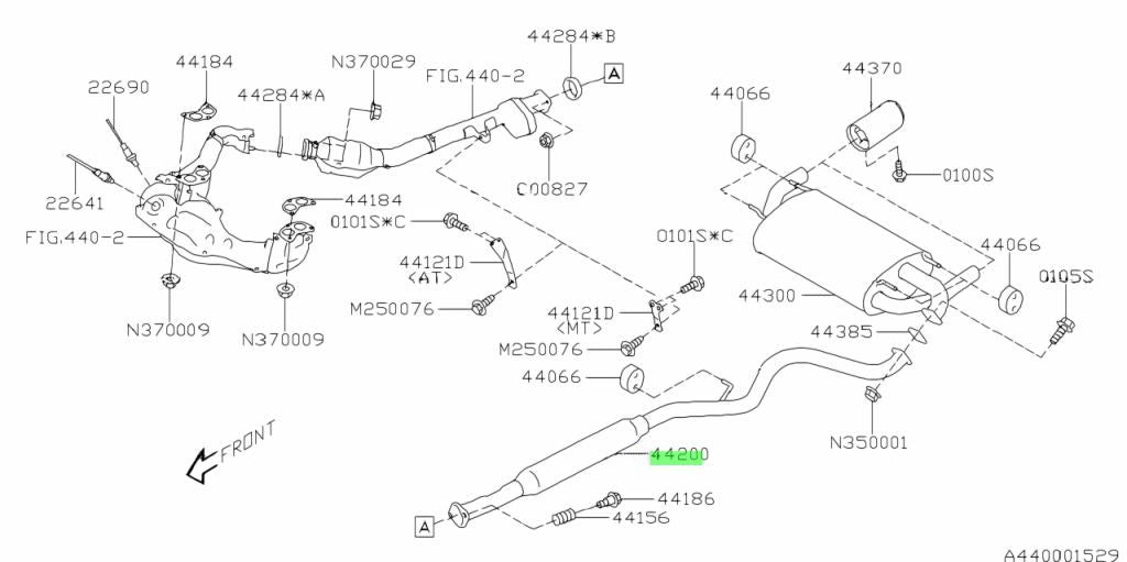 Genuine Subaru Rear Exhaust Pipe Assembly 44200-CA0001