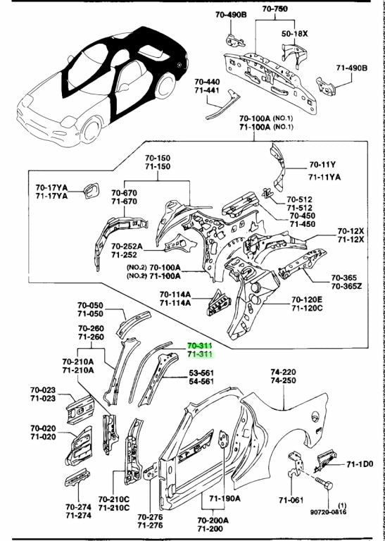 OEM MAZDA RAIN RAIL RH/LH SET RX-7 FD3S FD01-70-311A FD01-71-311A0