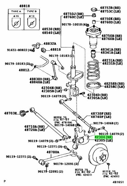 OEM Genuine Toyota CARRIER SUB-ASSY REAR AXLE RH Lexus  Harrier 42304-48021 NEW1