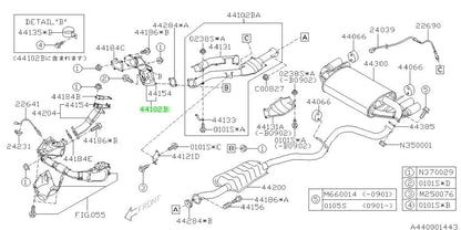 Genuine Subaru Center Exhaust Pipe Assembly OEM 44612AA6811