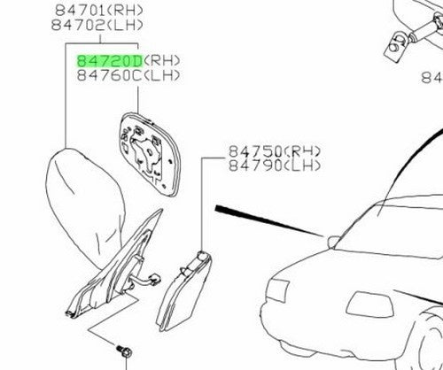 84720-65D00-000 Suzuki Mirror,out rr view,r 8472065D00000, New Genuine OEM Part1