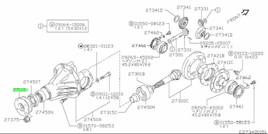 27110-56B01-000 Suzuki Flange,universal joint 2711056B01000, New Genuine OEM Par1