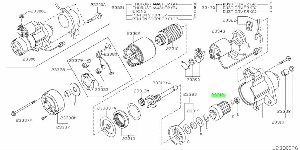 Genuine Nissan Infiniti 350Z G35 G37 Starter Motor Pinion 23312-EV10B OEM0