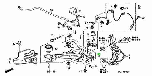 OEM HONDA ARM COMP., R. FR. LOWER Civic DAA-FD3 51350-SNA-951