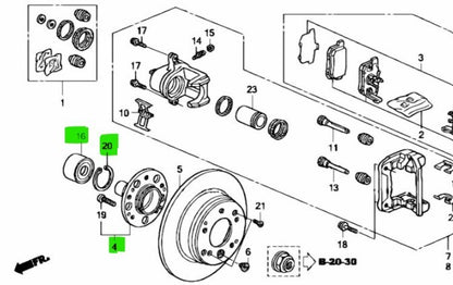 OEM HONDA Accord ABA-CL8 CR-V RD4 RD5 RD6 Rear brake HUB&BEARING&CIRCLIP 3pcsSET