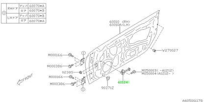 Genuine Subaru Front Door Check Strap Assembly 61124CA0011