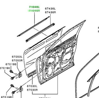 Genuine Mitsubishi FR DR Window Belt Molding L&R  Set OEM 80820W140P 80821W140P1