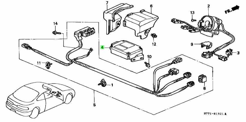 OEM Honda Integra DB8 DC2 SRS Control Module 77960-ST7-N92 Genuine0