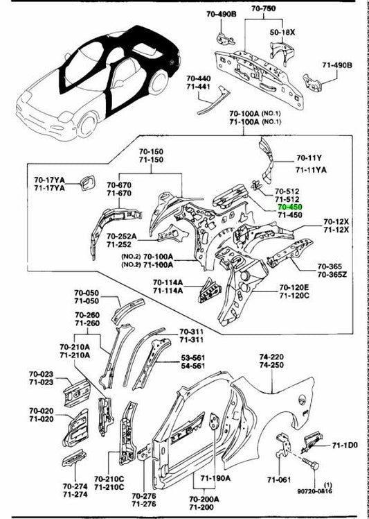 OEM MAZDA FLOOR SIDE PANEL RH RX-7 FD3S FD01-70-1X10