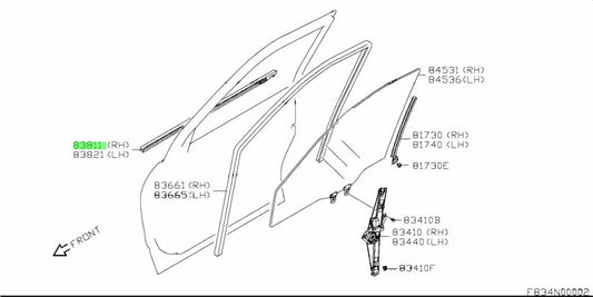 83811-65J00-000 Suzuki Weatherstrip,fr dr out,r 8381165J00000, New Genuine OEM P1