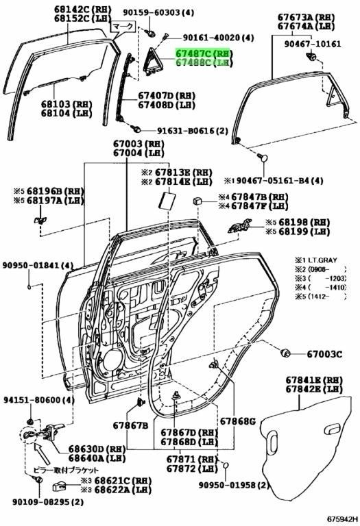 OEM TOYOTA LEXUS RX270/350/450H RearDoor GuideSeal RH LH 67487-48042 67488-480420