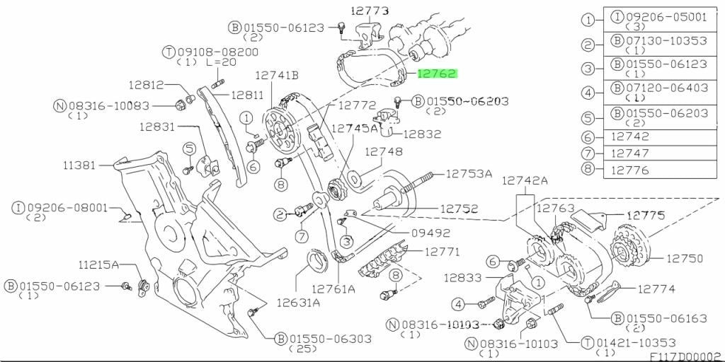 12762-85FA0-000 Suzuki Chain,timing 2nd,rh 1276285FA0000, New Genuine OEM Part1