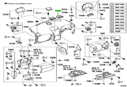 TOYOTA LEXUS RX270/350/450H Instrument Panel Register Assembly No.4 55680-480700