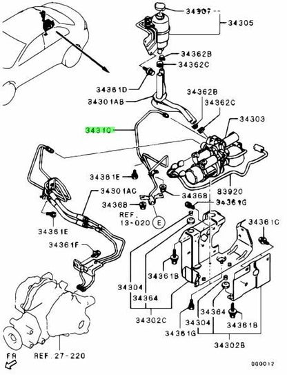 OEM Mitsubishi Lancer Evolution CZ4A TUBE,DIFF CONTROL HYDRAULIC UNIT 3520A0481