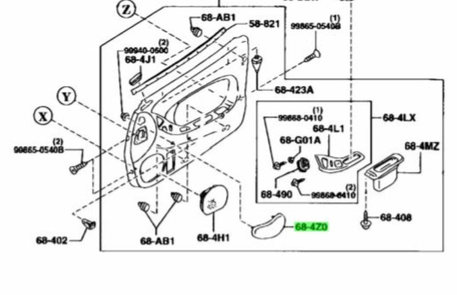 OEM Mazda DOOR TRIM KNEE PAD RX-7 FD3S F104-68-4Z01