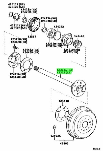 Genuine Toyota 42311-26310 Rear Axle Shaft OEM 4231126310 New1
