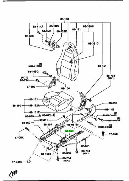 OEM MAZDA Seat ADJUSTER NO.4 RX-7 FD3S F100-88-1530