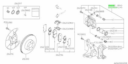 Genuine Subaru Front Brake Caliper RH LH Set Padless OEM 26292FG001 26292FG0110