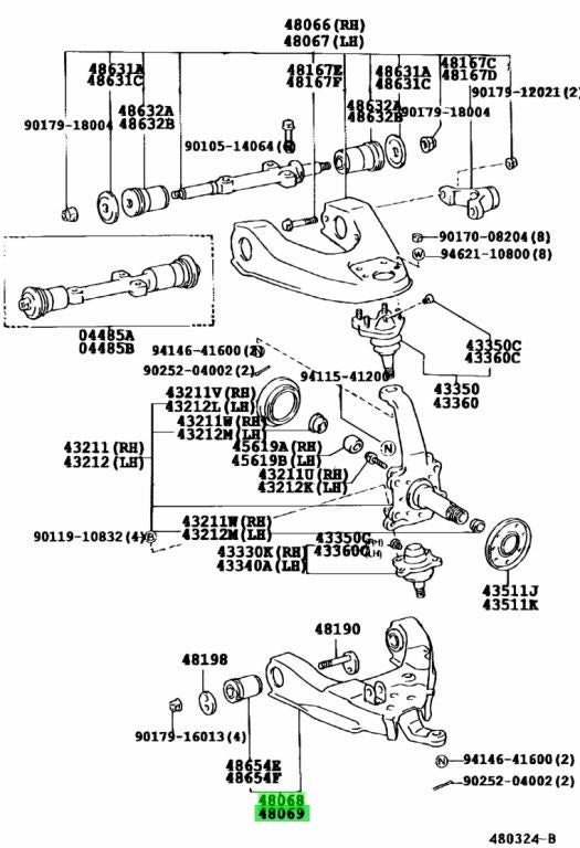 Toyota Genuine 4Runner Hilux Lower Control Arm RH LH Set 48068-35051 48069-350511