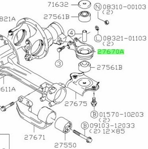 27630-52D00-000 Suzuki Bracket,diff mount rr 2763052D00000, New Genuine OEM Part1