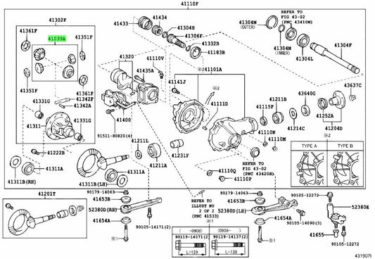 4103971020 Genuine Toyota GEAR KIT, DIFFERENTIAL 41039-710201