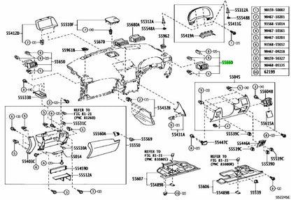 Genuine TOYOTA RX270/350/450H Instrument Panel Register Assy No.2 55660-48070-C01
