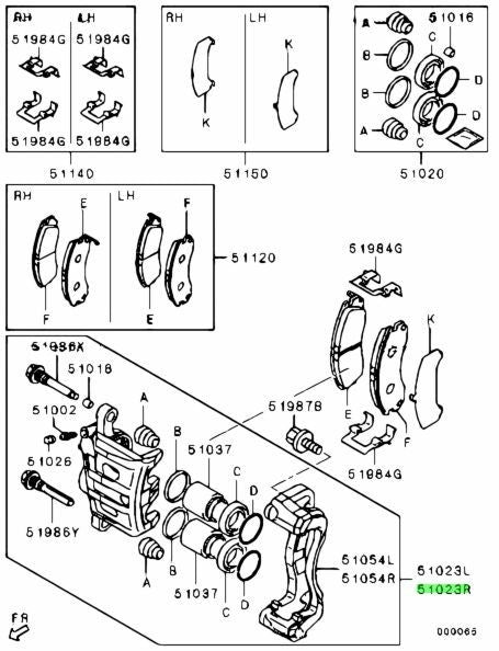 OEM Genuine Mitsubishi  Lancer Evolution CZ4A CALIPER KIT,FR BRAKE,RH 4605A564