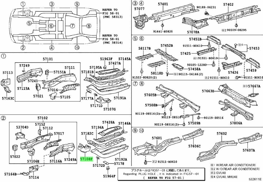 OEM Genuine TOYOTA Lexus FrontSuspension Member MountBracket Rear LH 57108-480301