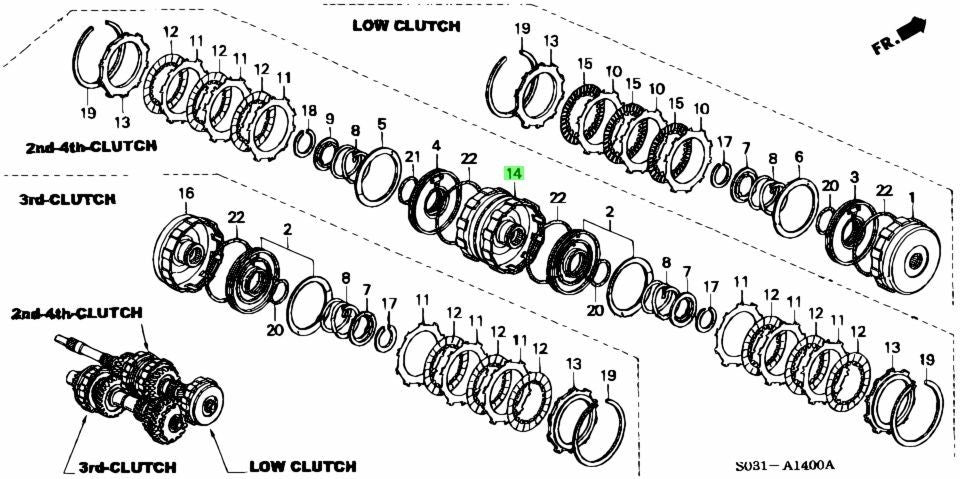 OEM HONDA SECOND CLUTCH GUIDE AT TRANSMISSION CR-V INTEGRA 22610-PF4-0100