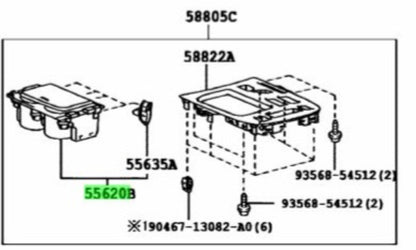 55620-50040-E1 Toyota Holder, instrument panel cup 5562050040E1, New Genuine OEM