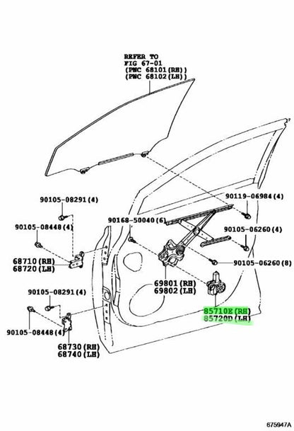 OEM Genuine LEXUS RX Power Window Motor Regulator RH LH 85710-48091 85720-481010