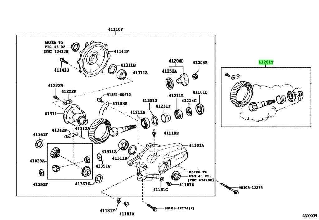 41201-80066 Toyota Final gear kit, differential, front 4120180066, New Genuine O0