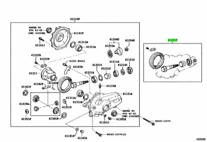 41201-80066 Toyota Final gear kit, differential, front 4120180066, New Genuine O0
