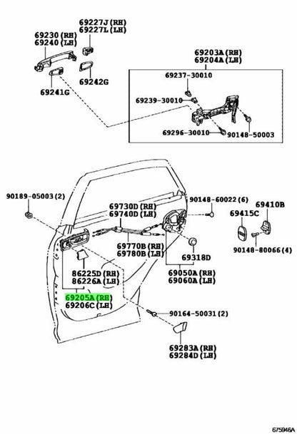 OEM TOYOTA LEXUS RX270/350/450H Rear Door Inside Handle RH Ivory 67607-48010-A00