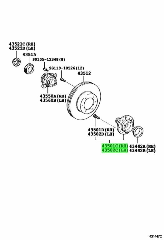 OEM HUB SUB FRONT AXLE R&L SET Genuine Toyota HiAce Van 200 GDH206V 43502-261201