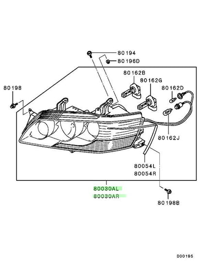 Genuine Mitsubishi Lancer Evolution Headlamp LH RH Set 8301A619 8301A6202
