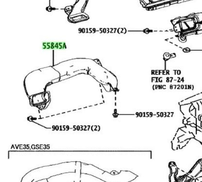 OEM Genuine TOYOTA Lexus Heater To Register Duct No.1 55845-53060 55845530601