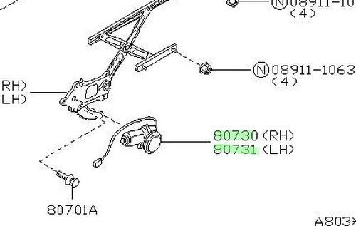 Genuine Nissan Power Window Regulator Motor R&L Set OEM 80730-65F04 80731-65F001