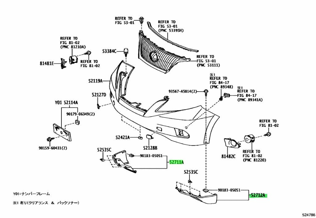 OEM TOYOTA Lexus RX270/350/450H FrontBumperGarnish RH/LH 52711-48030 52712-480101