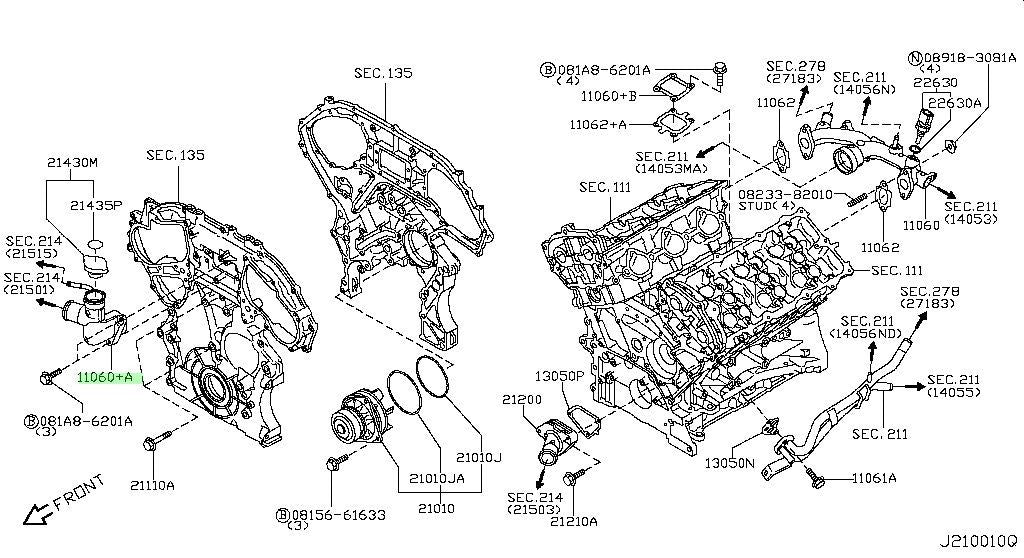 Genuine Nissan 350Z 370Z Infiniti G35 Sedan G37 Water Outlet 11060-JK21C OEM1
