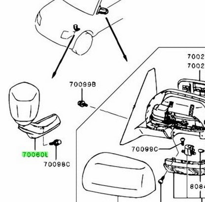 New Genuine Mitsubishi Pajero Montero Front Under View Mirror LH 7634A003BA1