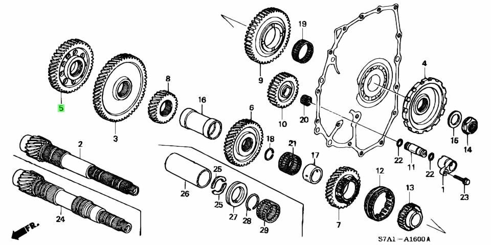 OEM GEAR, COUNTERSHAFT SECOND Honda Genuine CR-V LA-RD4/RD5 23441-PRP-000