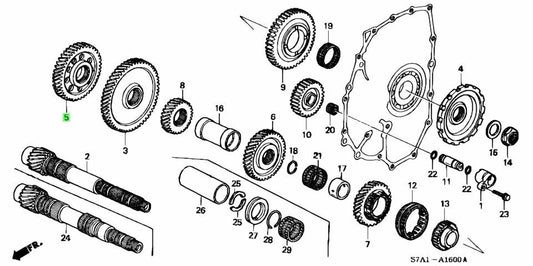 OEM GEAR, COUNTERSHAFT SECOND Honda Genuine CR-V LA-RD4/RD5 23441-PRP-000