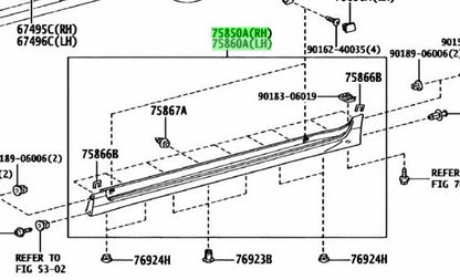 OEM Toyota Lexus CT200h Body Rocker Panel Moulding 75850-76020-C1 75860-76020-C1